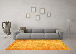 Machine Washable Persian Yellow Bohemian Rug in a Living Room, wshtr3305yw