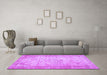 Machine Washable Persian Purple Bohemian Area Rugs in a Living Room, wshtr3305pur