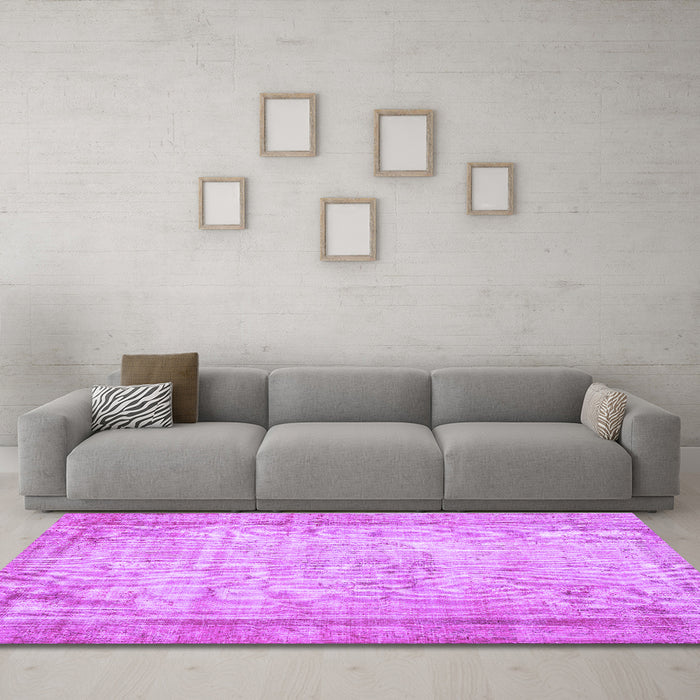 Machine Washable Persian Purple Bohemian Area Rugs in a Living Room, wshtr3305pur