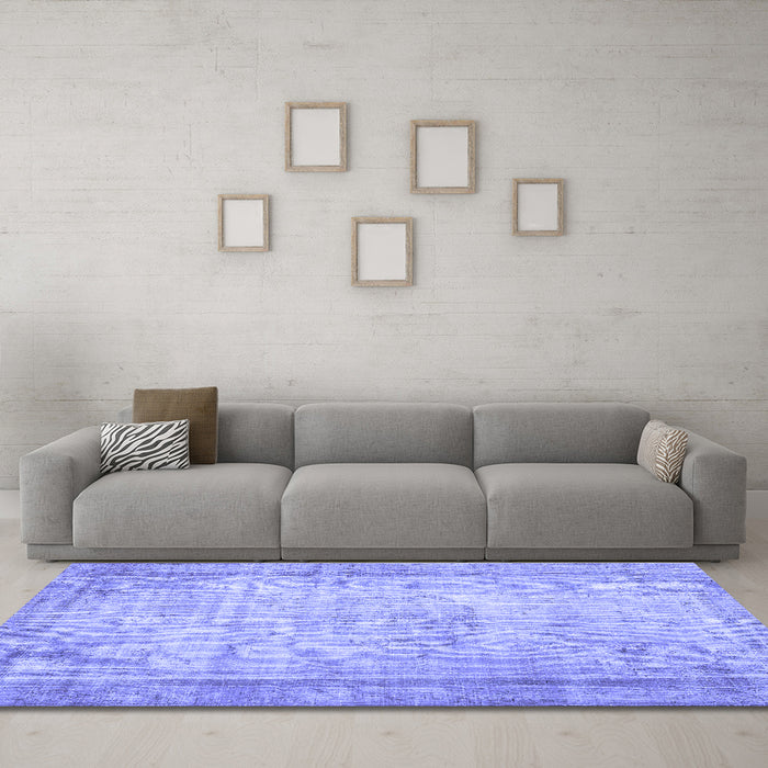 Machine Washable Persian Blue Bohemian Rug in a Living Room, wshtr3305blu