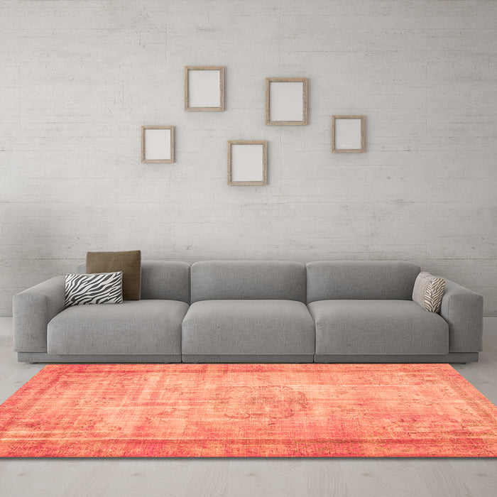 Machine Washable Persian Orange Bohemian Area Rugs in a Living Room, wshtr3305org