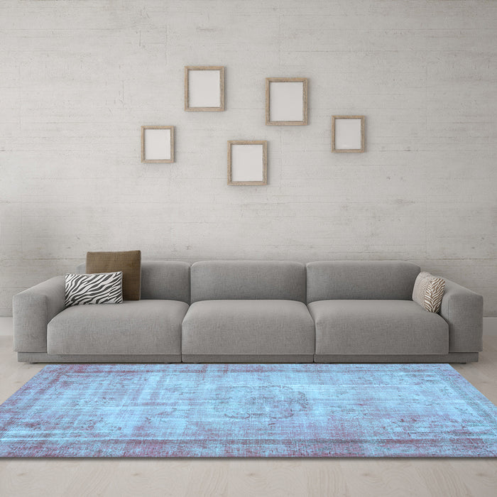Machine Washable Persian Light Blue Bohemian Rug in a Living Room, wshtr3305lblu