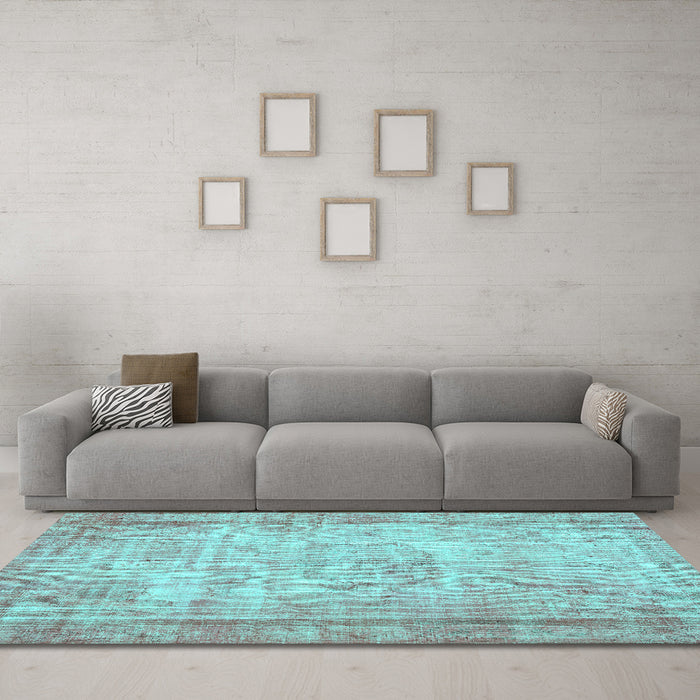 Machine Washable Persian Turquoise Bohemian Area Rugs in a Living Room,, wshtr3305turq