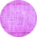 Round Machine Washable Persian Purple Bohemian Area Rugs, wshtr3305pur