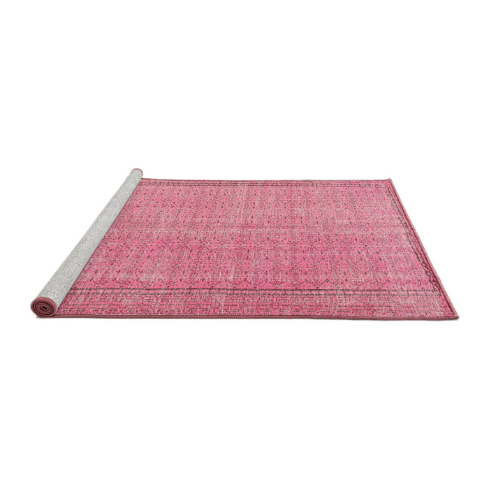 Sideview of Machine Washable Traditional Pink Rug, wshtr3306