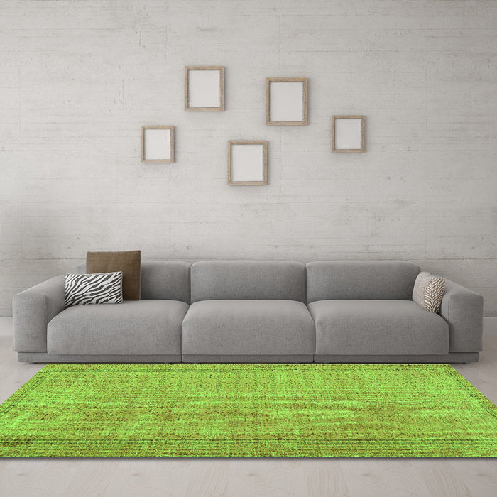 Machine Washable Persian Green Bohemian Area Rugs in a Living Room,, wshtr3306grn