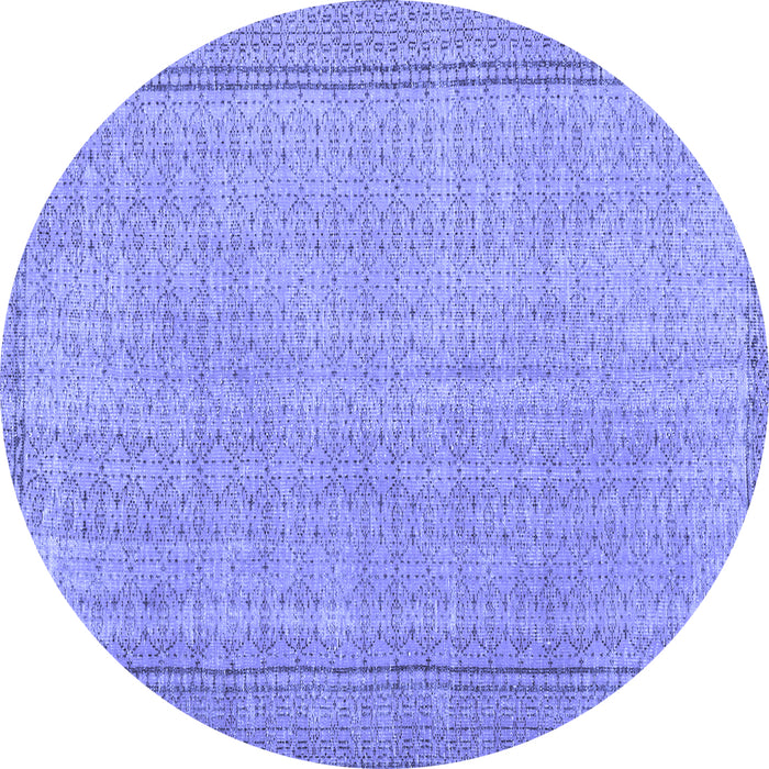 Round Machine Washable Persian Blue Bohemian Rug, wshtr3306blu