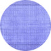 Round Machine Washable Persian Blue Bohemian Rug, wshtr3306blu