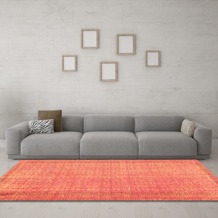 Machine Washable Persian Orange Bohemian Area Rugs in a Living Room, wshtr3306org