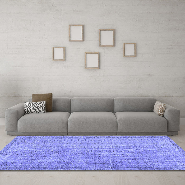 Machine Washable Persian Blue Bohemian Rug in a Living Room, wshtr3306blu