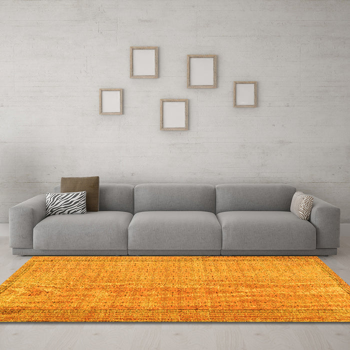 Machine Washable Persian Yellow Bohemian Rug in a Living Room, wshtr3306yw