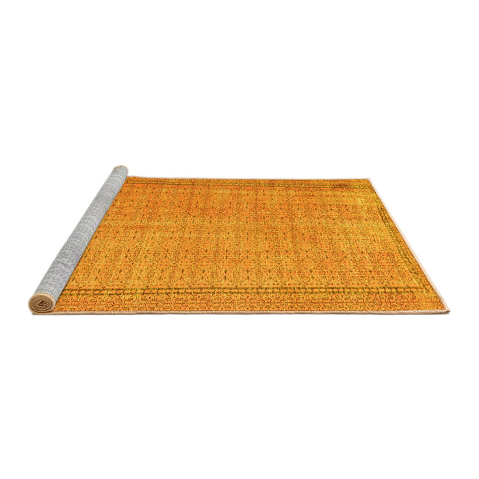 Sideview of Machine Washable Persian Yellow Bohemian Rug, wshtr3306yw