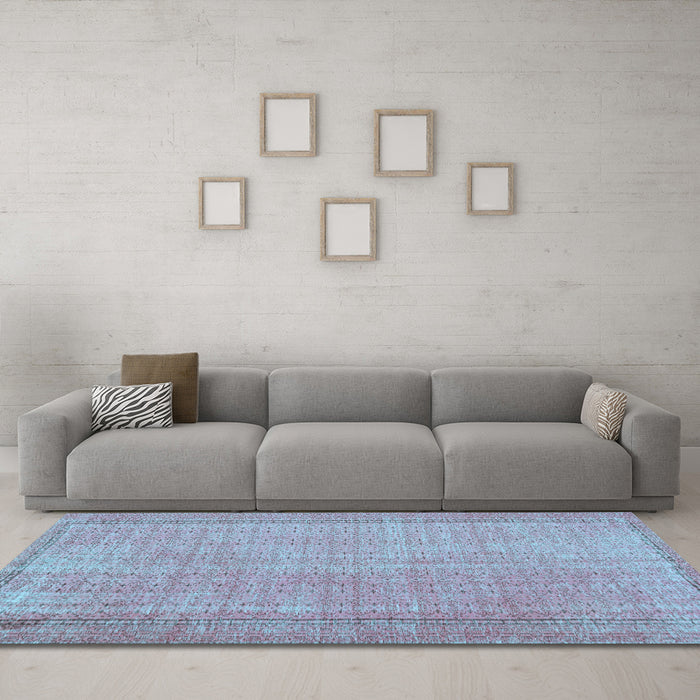 Machine Washable Persian Light Blue Bohemian Rug in a Living Room, wshtr3306lblu