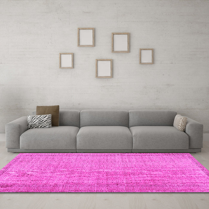 Machine Washable Persian Pink Bohemian Rug in a Living Room, wshtr3306pnk