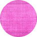 Round Machine Washable Persian Pink Bohemian Rug, wshtr3306pnk
