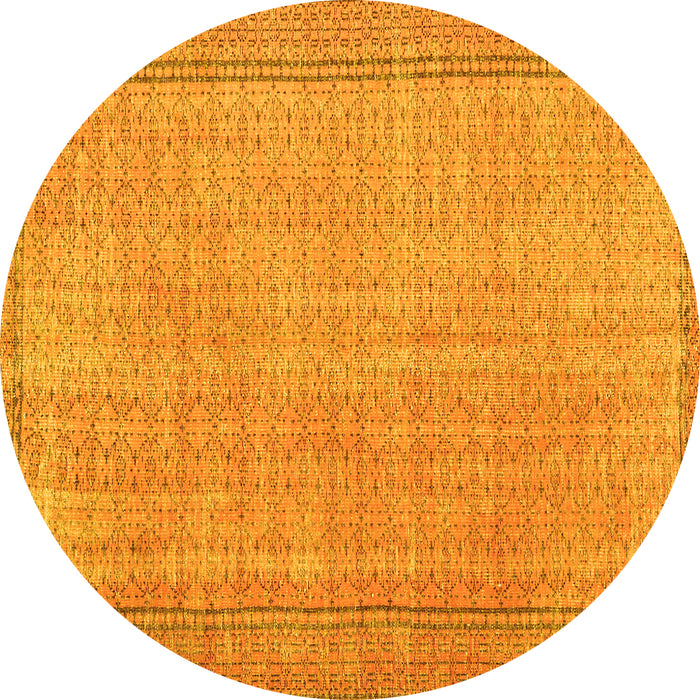 Round Machine Washable Persian Yellow Bohemian Rug, wshtr3306yw