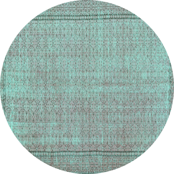 Round Machine Washable Persian Turquoise Bohemian Area Rugs, wshtr3306turq