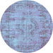 Round Persian Light Blue Traditional Rug, tr3307lblu