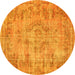 Round Persian Yellow Traditional Rug, tr3307yw