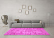 Machine Washable Persian Pink Traditional Rug in a Living Room, wshtr3307pnk