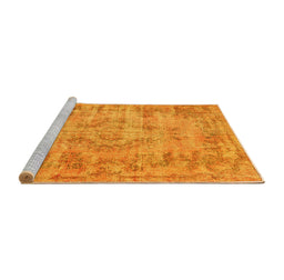Sideview of Machine Washable Persian Yellow Traditional Rug, wshtr3307yw