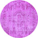 Round Persian Purple Traditional Rug, tr3307pur