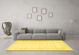 Machine Washable Persian Yellow Traditional Rug in a Living Room, wshtr3308yw