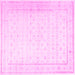 Square Machine Washable Persian Pink Traditional Rug, wshtr3308pnk