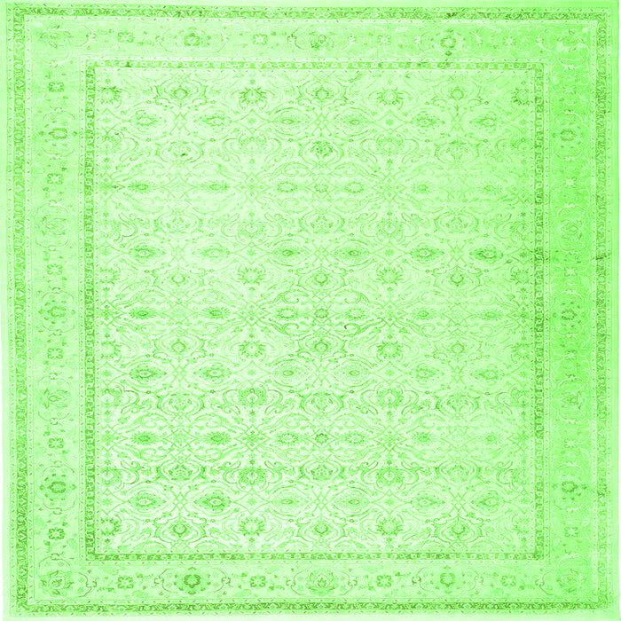 Round Machine Washable Persian Green Traditional Area Rugs, wshtr3308grn