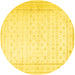Round Persian Yellow Traditional Rug, tr3308yw