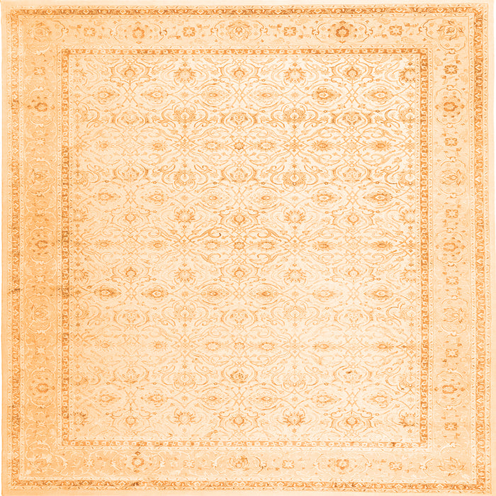 Round Machine Washable Persian Orange Traditional Area Rugs, wshtr3308org