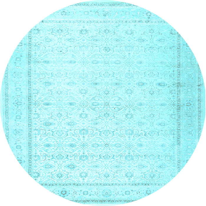 Round Machine Washable Persian Light Blue Traditional Rug, wshtr3308lblu