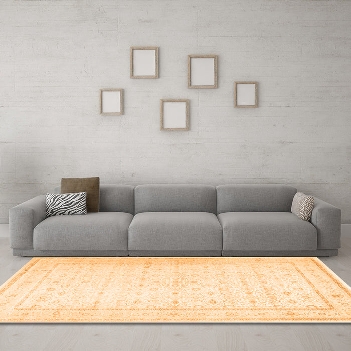 Machine Washable Persian Orange Traditional Area Rugs in a Living Room, wshtr3308org