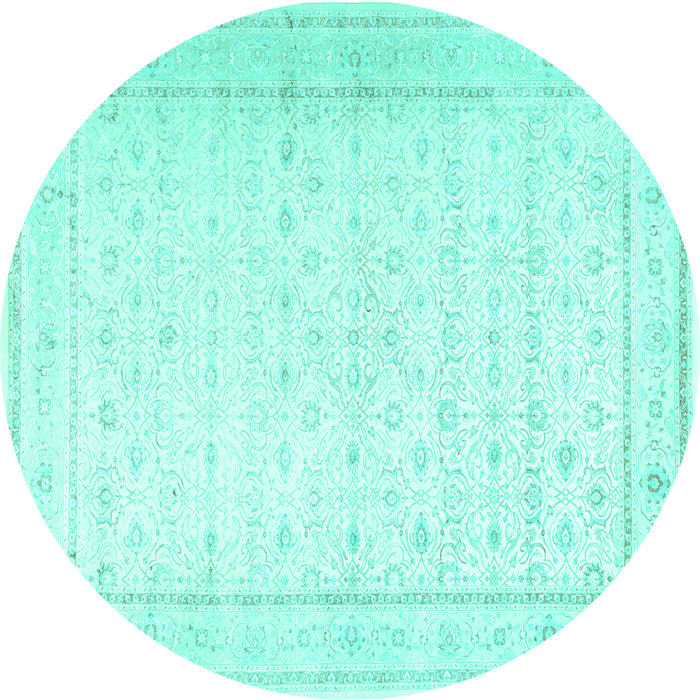 Round Persian Turquoise Traditional Rug, tr3308turq
