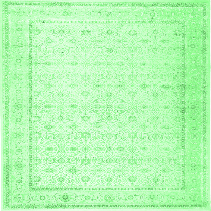 Square Persian Emerald Green Traditional Rug, tr3308emgrn