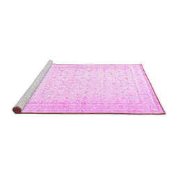 Sideview of Machine Washable Persian Pink Traditional Rug, wshtr3308pnk