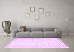 Machine Washable Persian Purple Traditional Area Rugs in a Living Room, wshtr3308pur