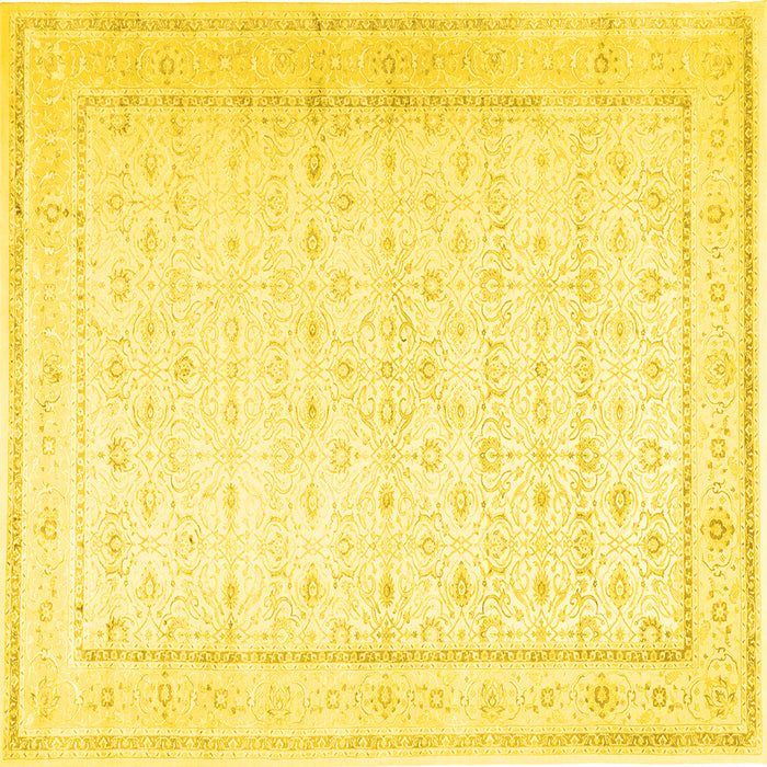 Square Persian Yellow Traditional Rug, tr3308yw