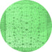 Round Persian Emerald Green Traditional Rug, tr3309emgrn