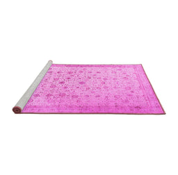 Sideview of Machine Washable Persian Pink Traditional Rug, wshtr3309pnk