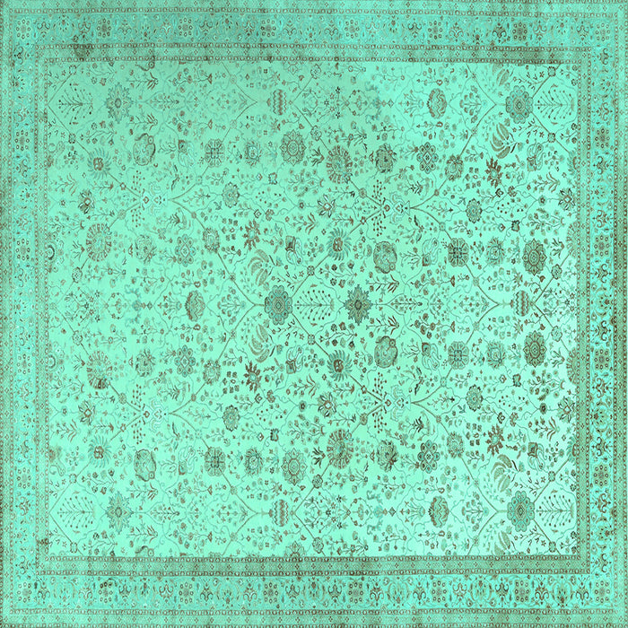 Square Machine Washable Persian Turquoise Traditional Area Rugs, wshtr3309turq