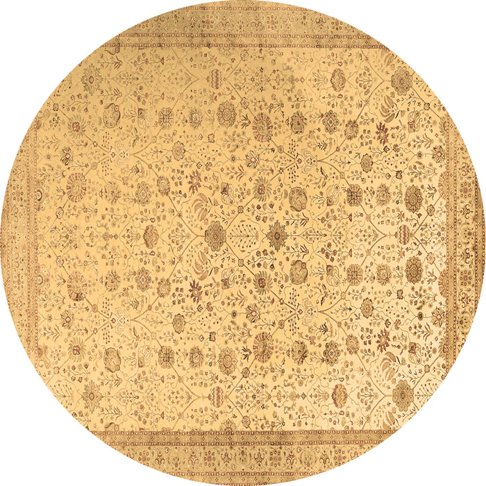 Round Persian Brown Traditional Rug, tr3309brn