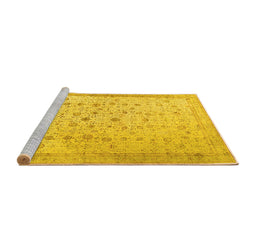 Sideview of Machine Washable Persian Yellow Traditional Rug, wshtr3309yw