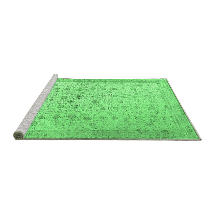 Sideview of Machine Washable Persian Emerald Green Traditional Area Rugs, wshtr3309emgrn