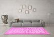 Machine Washable Persian Pink Traditional Rug in a Living Room, wshtr3309pnk