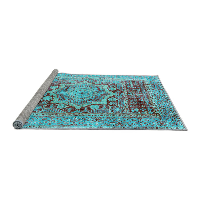 Sideview of Machine Washable Persian Light Blue Traditional Rug, wshtr330lblu