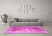 Machine Washable Persian Pink Traditional Rug in a Living Room, wshtr330pnk