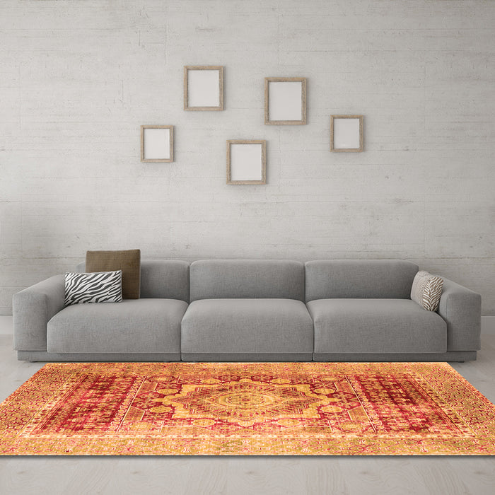 Machine Washable Persian Orange Traditional Area Rugs in a Living Room, wshtr330org