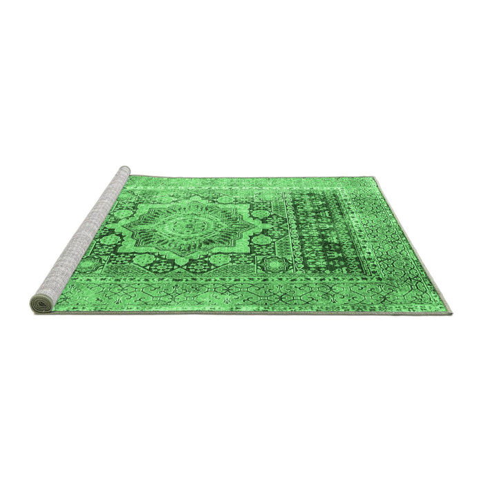 Sideview of Machine Washable Persian Emerald Green Traditional Area Rugs, wshtr330emgrn