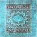 Square Machine Washable Persian Light Blue Traditional Rug, wshtr330lblu